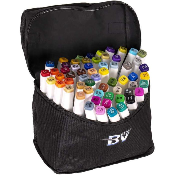 Набор двухсторонних маркеров цветов для рисования (круглый+скошен.)