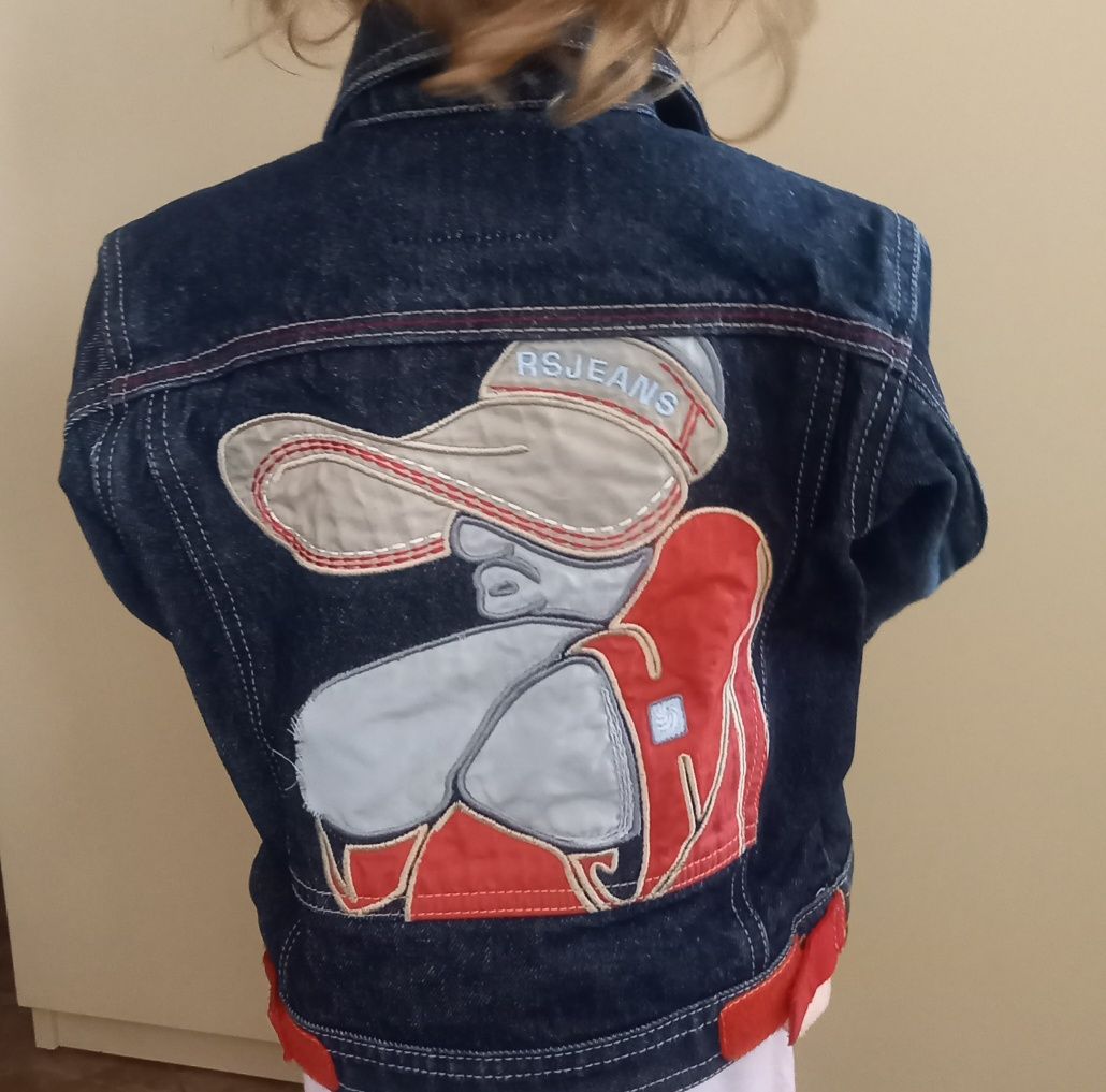 Wyprzedaż, Kurtka katana jeansowa okolo 92cm,18m-24m super aplikacja R