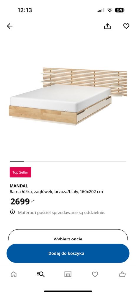 Łóżko mandal ikea wezgłowie lamele