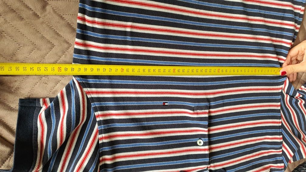 Koszulka polo Tommy Hilfiger w paski, oryginalna, dobry stan