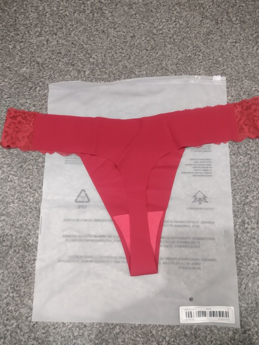 Bordowe stringi laserowo cięte XL