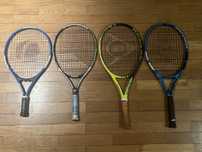 diversas raquetes de ténis. babolat e artengo. criança