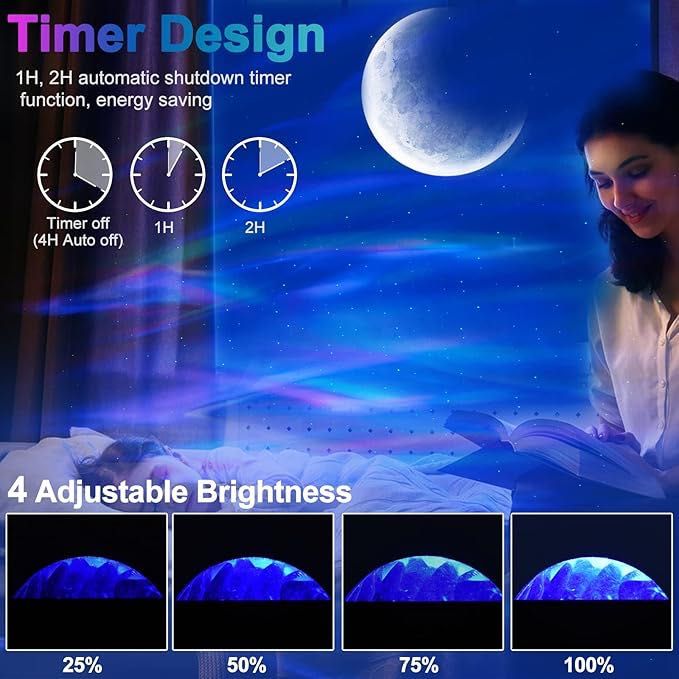 Projektor gwiazd z Księżycem LED Bluetooth 3 w1