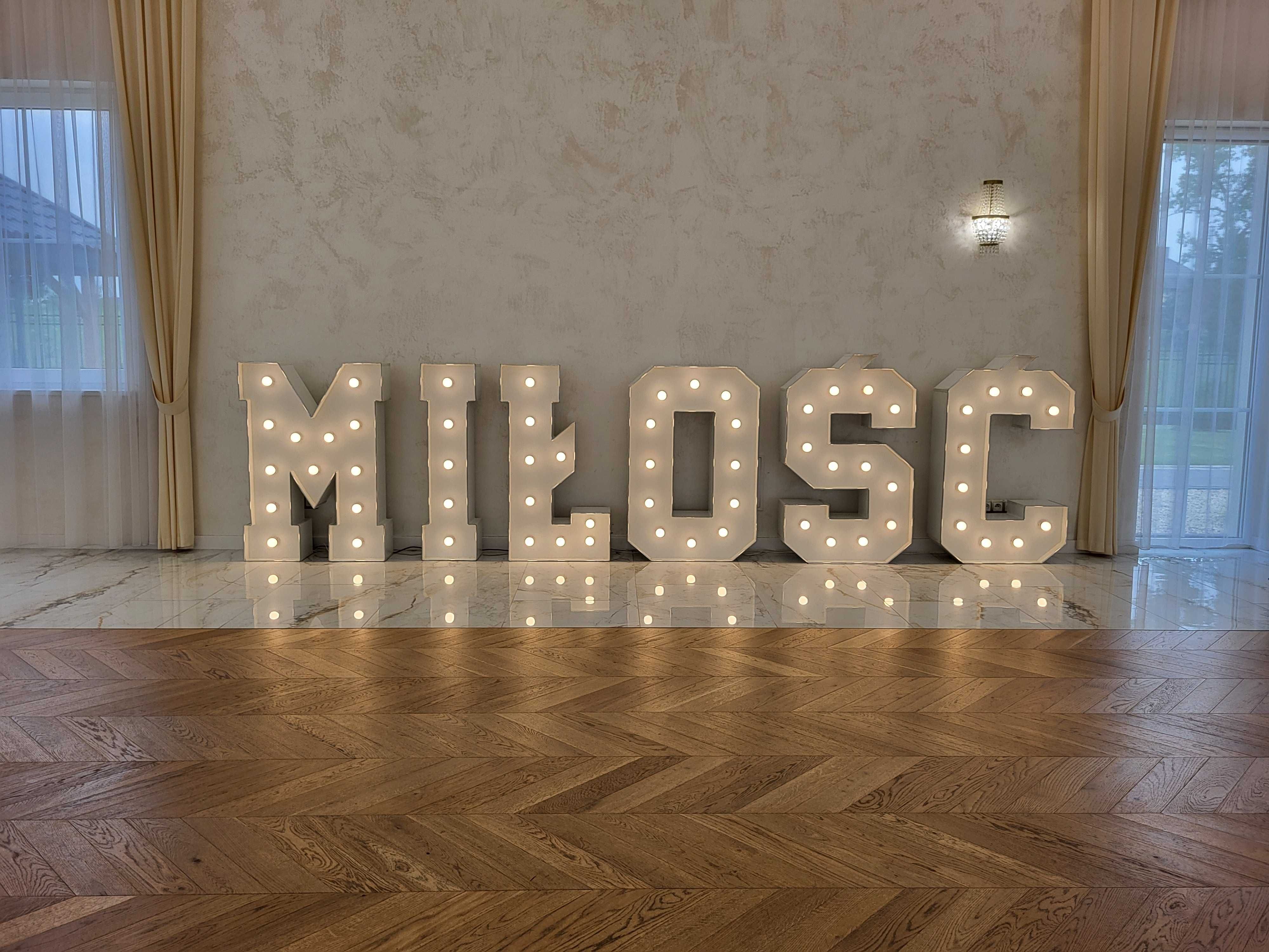 Napis na wesele LOVE MIŁOŚĆ KOCHAM SERCE atrakcja dekoracje