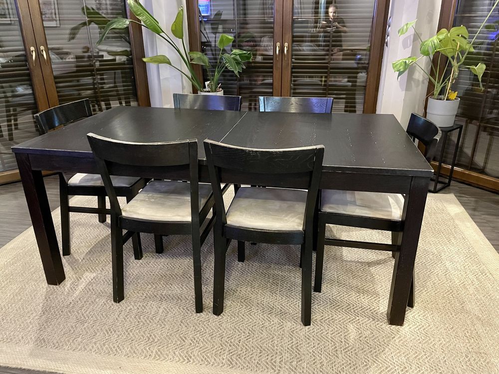 Stół rozkładany + 6 krzeseł IKEA