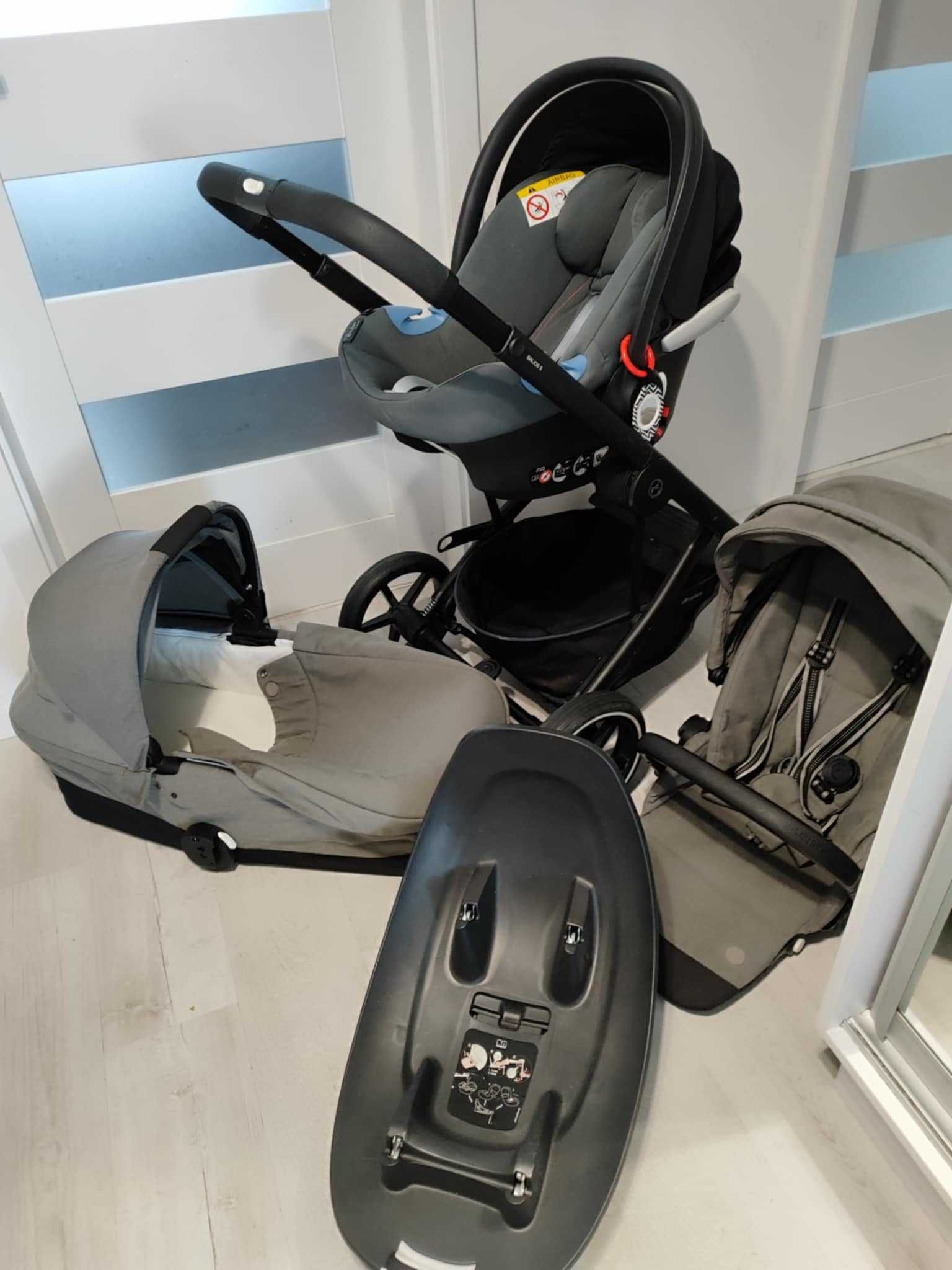 Wózek Cybex Baslios s lux 3 in 1 Gondola, spacerówka, nosidełko, baza.