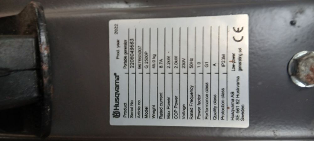 Agregat prądotwórczy husqvarna g2500 p