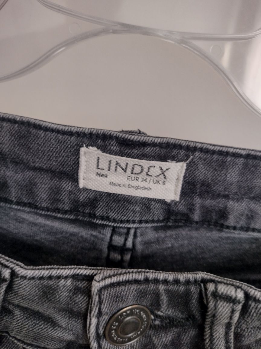 Jeansy Lindex XS S szare proste wysoki stan spodnie