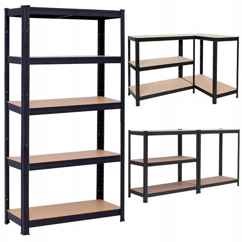 Regał Magazynowy Metalowy 3w1 180x90x40 cm 875kg 5 półek czarny