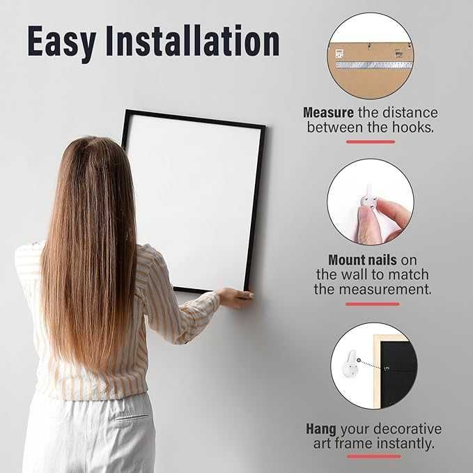 Duża Ramka 50x70 cm czarna z passe-partout MDF Pleksiglas