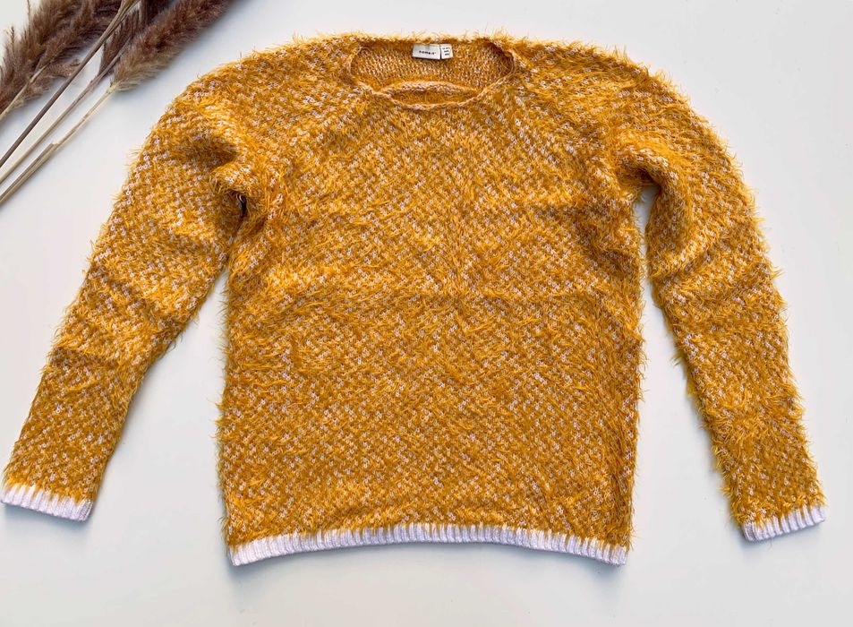 Sweter Włochaty Name It Żółty 146 152 cm 11 12 lat