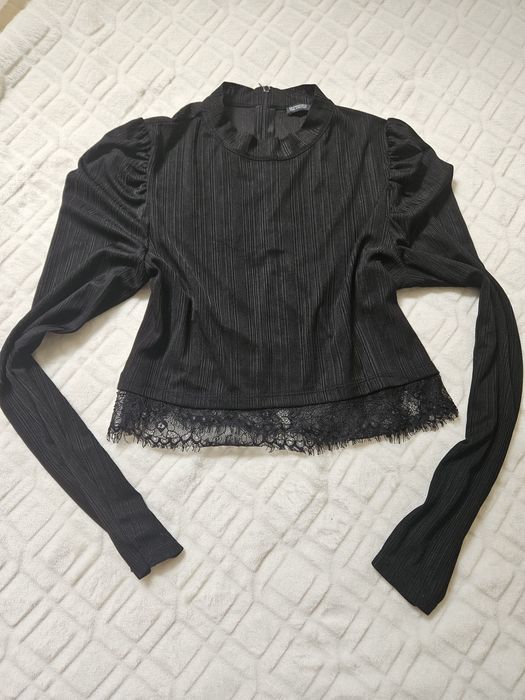 Czarny Top ZARA z koronką M