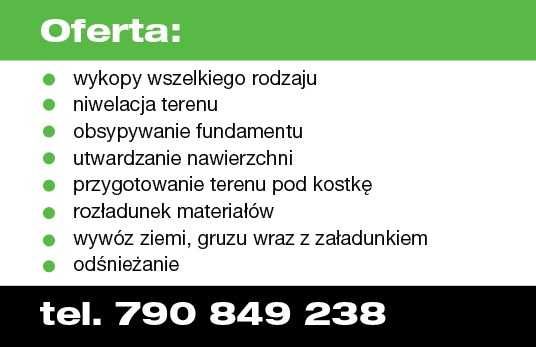 Usługi koparka, koparko-ładowarka, ładowarka, fundamenty budowa
 droga