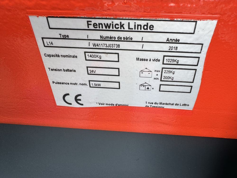 Paleciak elektryczny Linde 1400 kg 190 cm wózek Linde L 14 2018 r