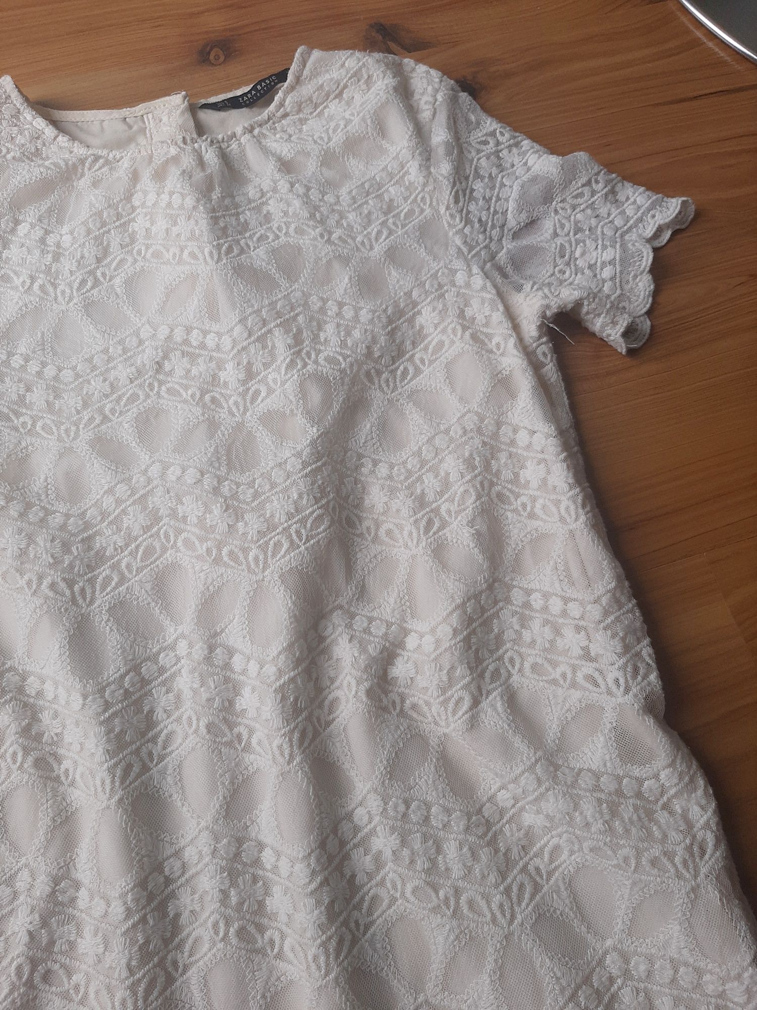 Biała sukienka S/36 Zara na wesele poprawiny chrzciny komunię koronka