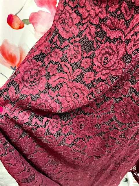 ax paris sukienka elegancka koronkowa bordo nowa hit roz.46