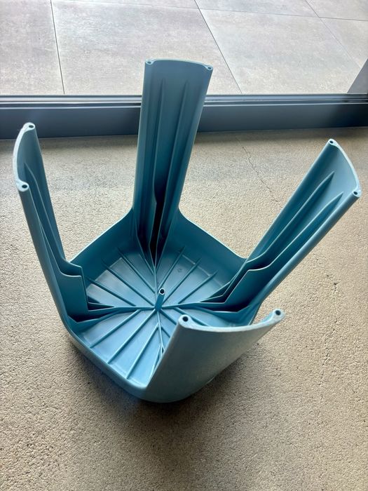 Designerski Turkusowy Stołek Taboret Vintage z tworzywa Bauhaus