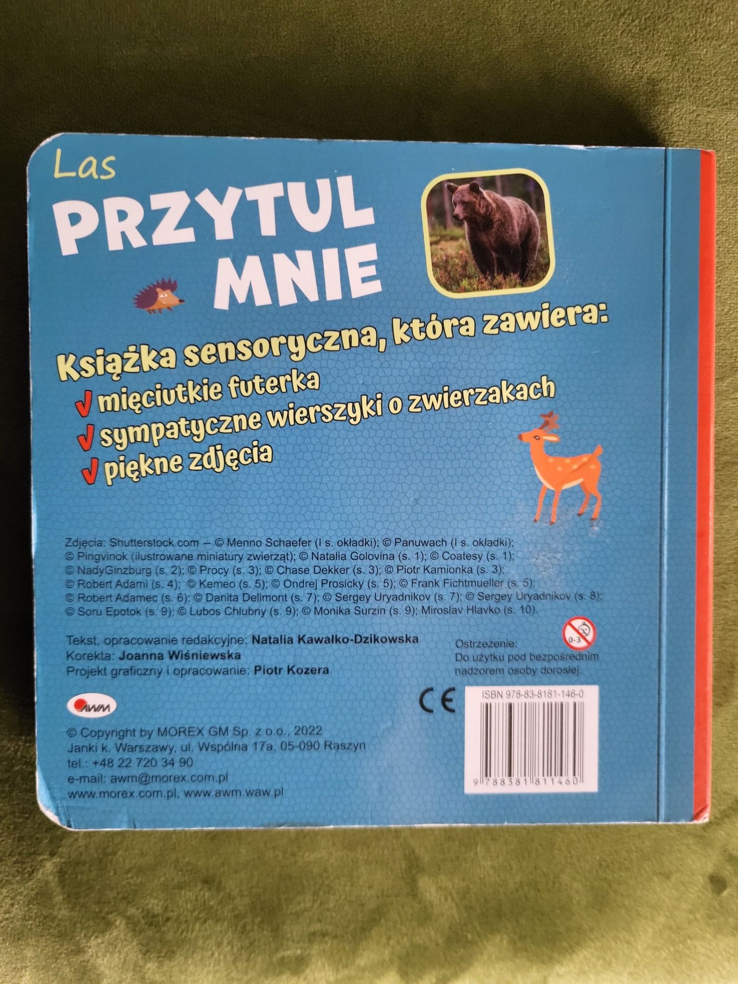 Sensoryczna książeczka dla dzieci, futerka, las