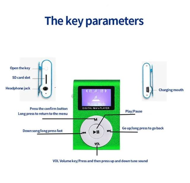 Leitor MP3 portátil  com display