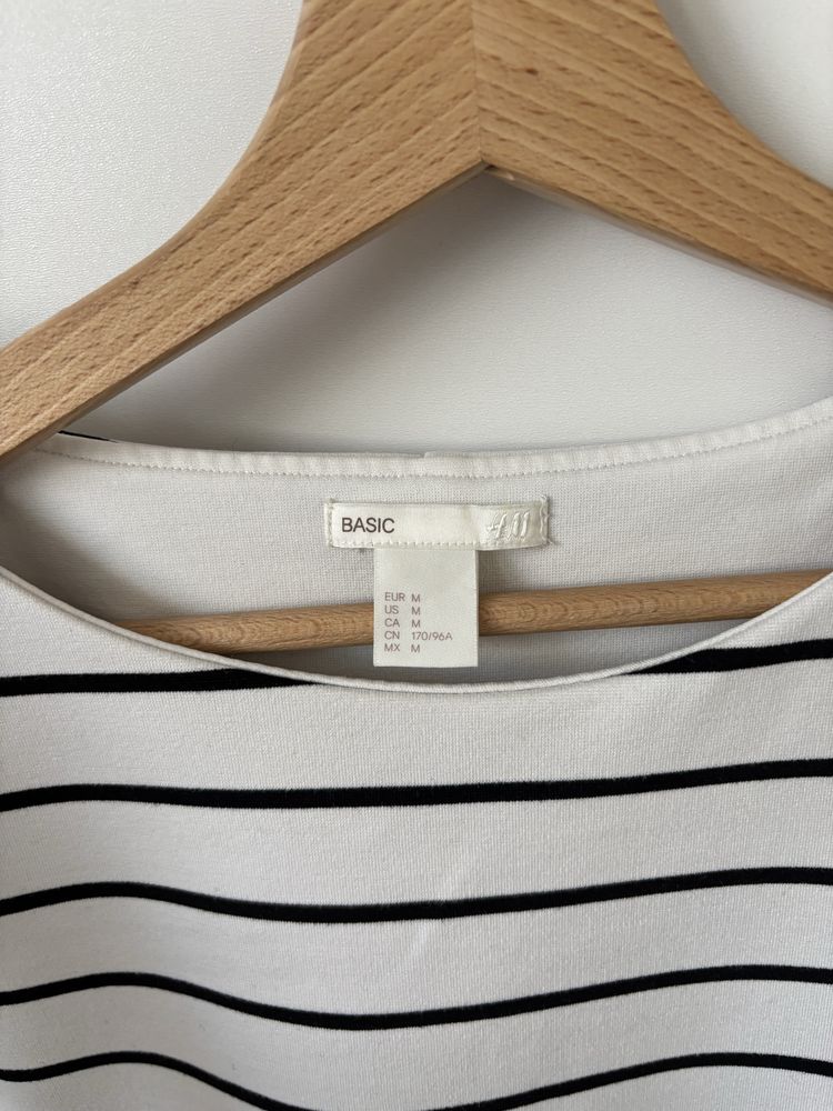 Sukienka H&M M midi długi rękaw basic w paski retro minimalizm scandi