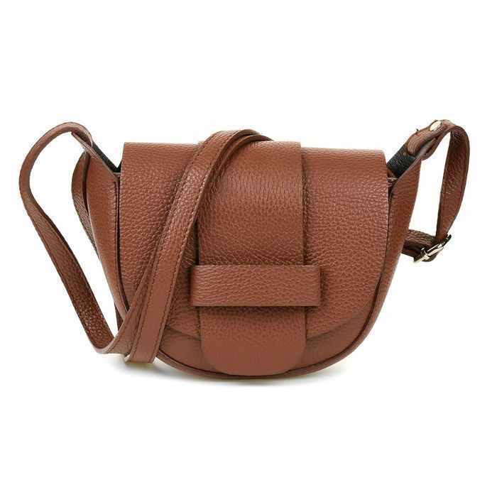 Damska skórzana mała torebka listonoszka na ramię kopertówka włoska