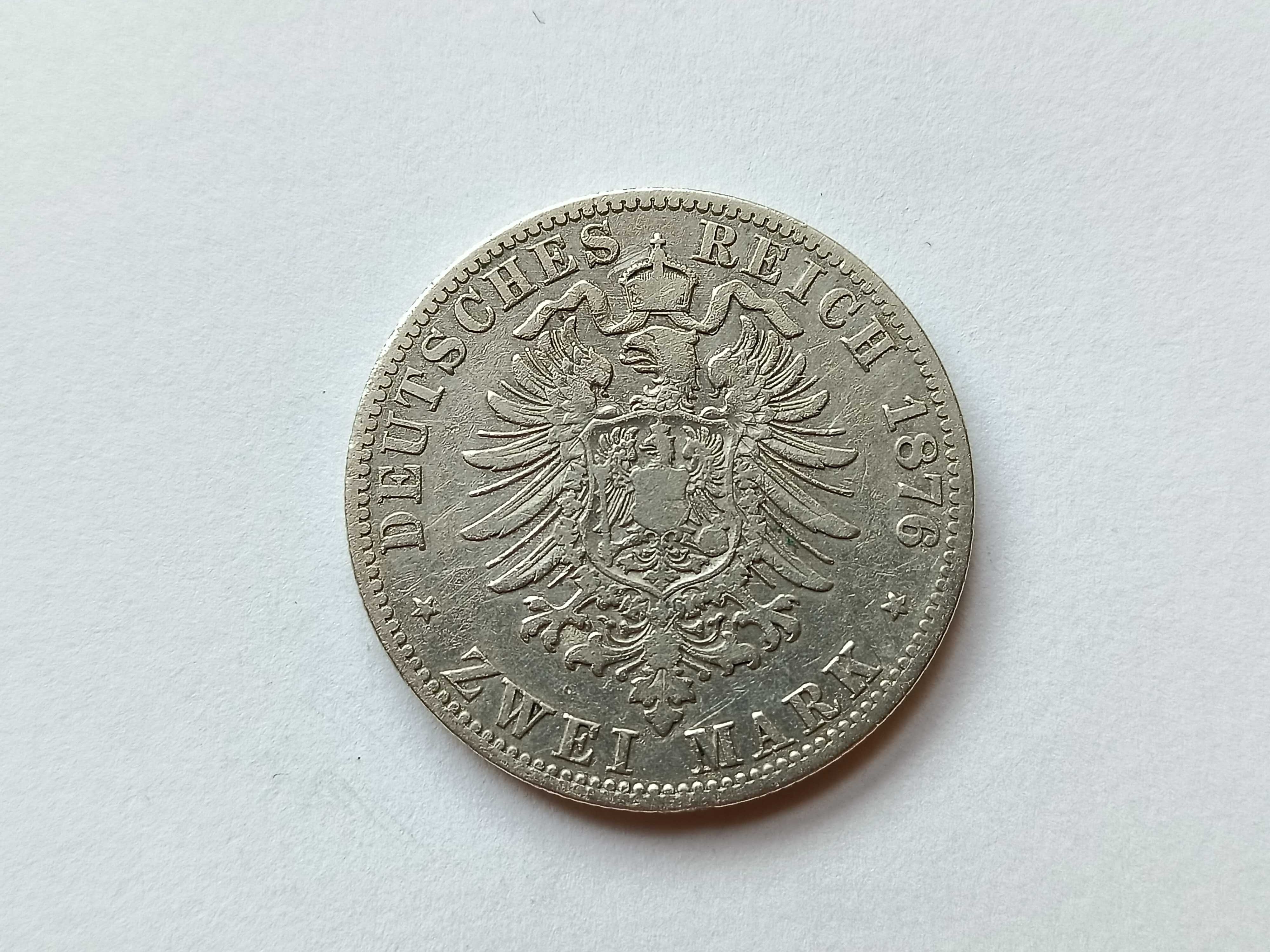 2 marki 1876 A Niemcy Prusy Wilhelm  l Stan 2 oryginał Srebro