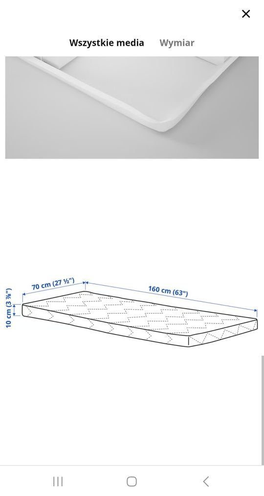 Materac piankowy Ikea Underlig dzieci 160×70