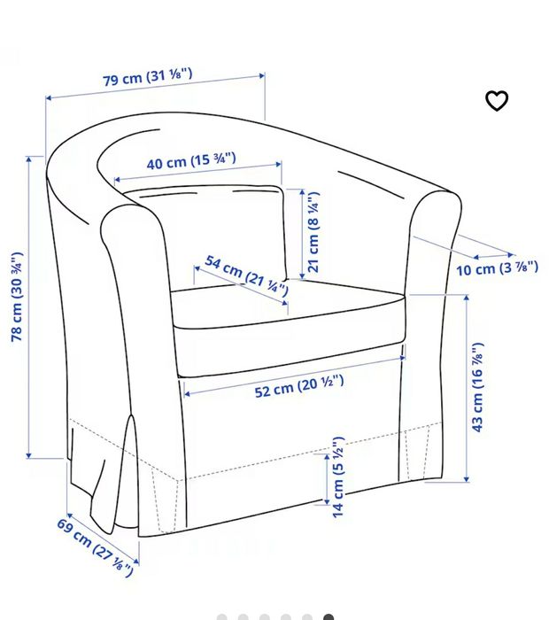 Poltrona IKEA TULLSTA
Poltrona, 
Largura da mesa: 48 cm

Altura da me