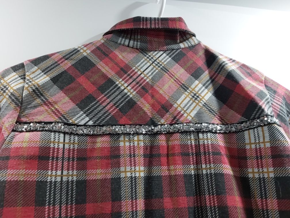 Koszula w kratę Młodzieżowa. Made in ITALY 140 cm. 10A