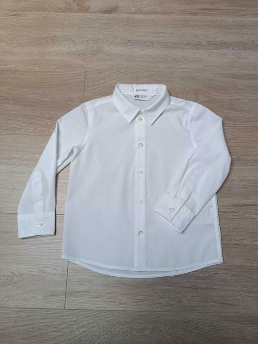 Koszula galowa długi rękaw kołnierzyk guziki biała gładka 'H&M' 104