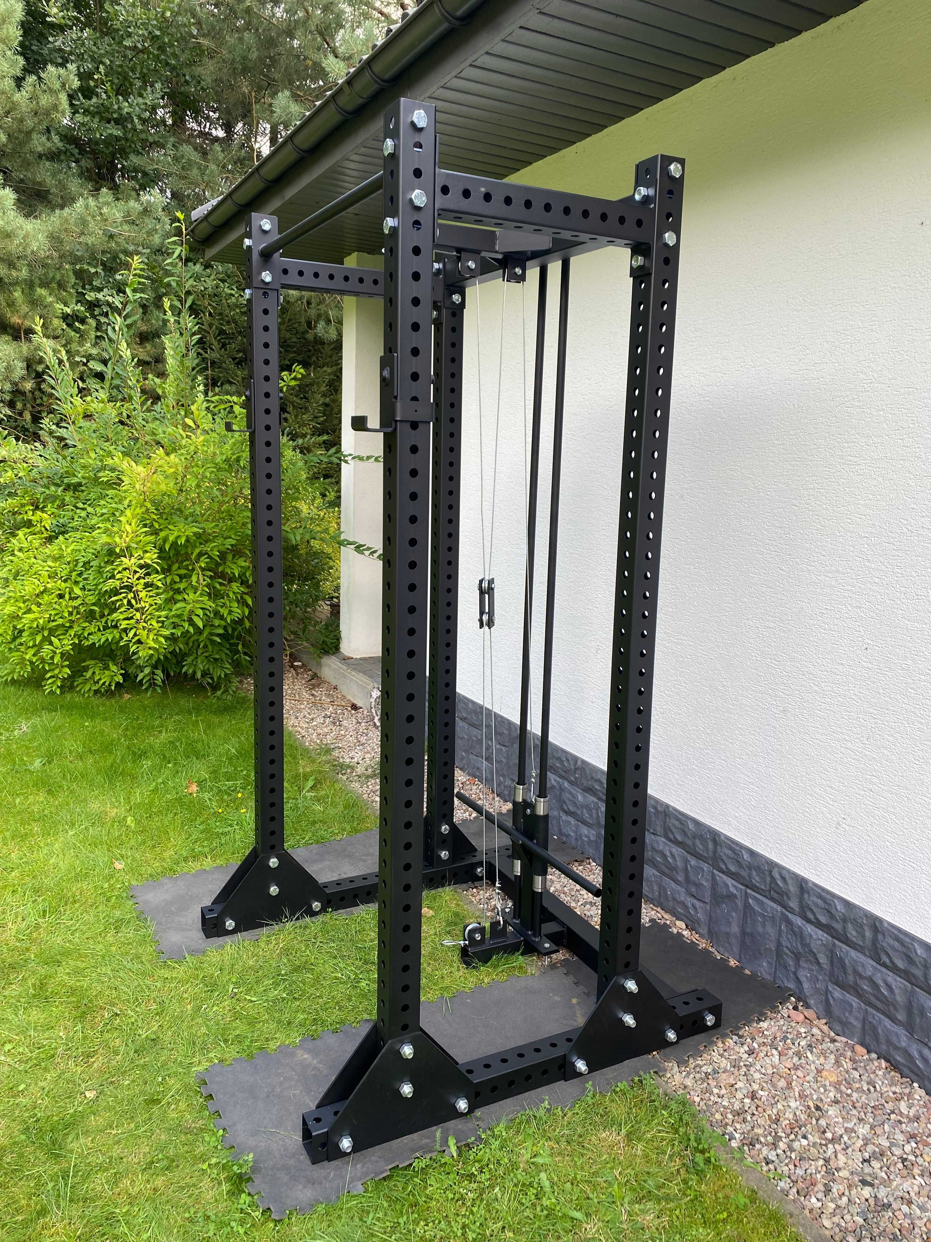 POWER RACK 80X80X3 + Wyciąg góra dół + haki na sztangę / siłownia