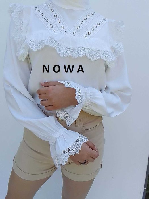 Biała bluzka koszula vintage 100% wiskoza XS S nowa