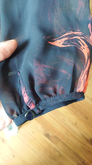 Next damska bluzka XL wzorzysta 42 granatowa w kwiaty długi rękaw prze