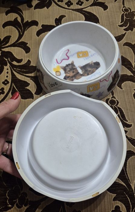 Миска для собак пластикова з зображенням цуценят йоркширського тер'єра