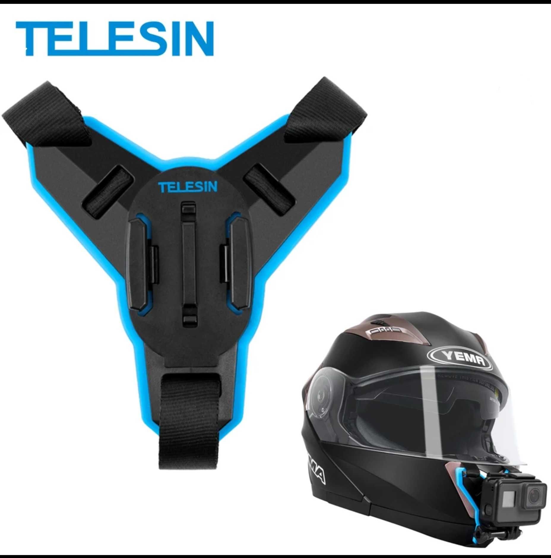 Uchwyt TELESIN do GoPro Insta360 DJI OSMO Action na kask motocyklowy