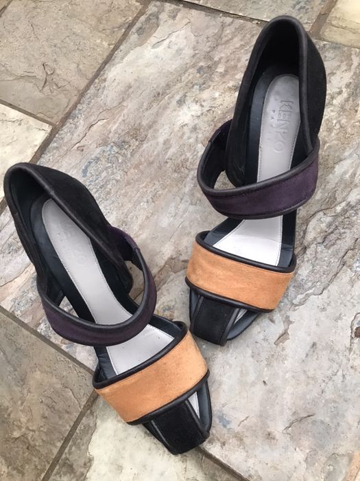 Kenzo 37 piękne markowe buty czółenka luksusowe skóra słupek