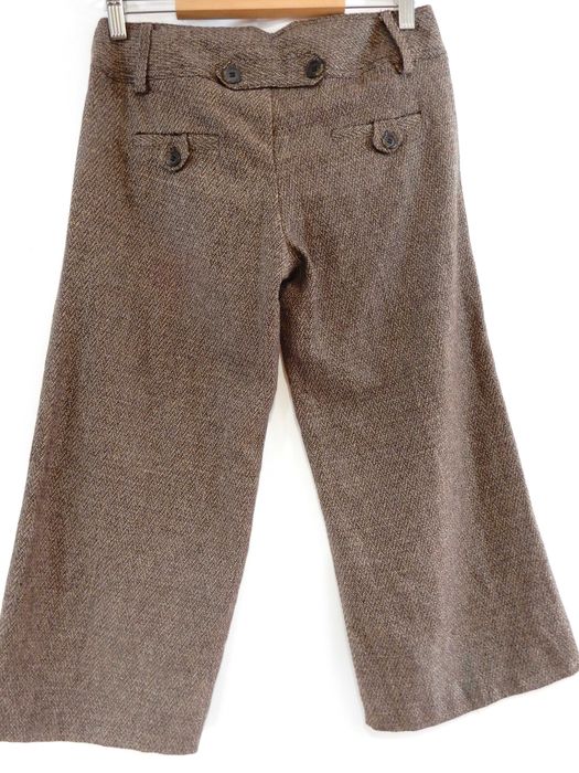 Spodnie dzianinowe proste szeroka nogawka brązowe z wełną New Look 36