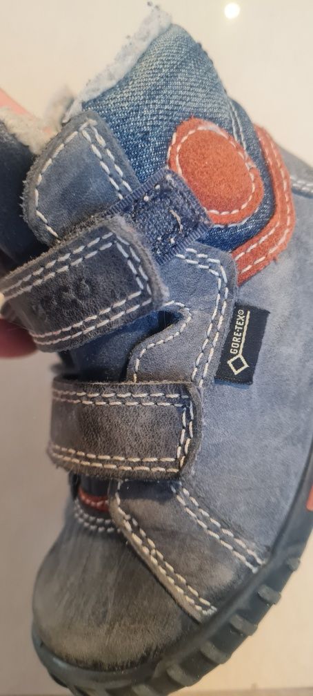 Kozaki buty zimowe Ecco Mimic roz 22 Gore-tex granatowe na rzepy