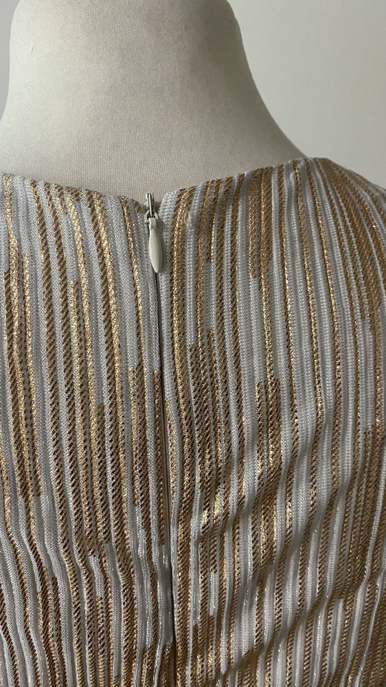 Sukienka Suknia Balowa Koktajlowa Miedziana Biała Plus Size 42 XL