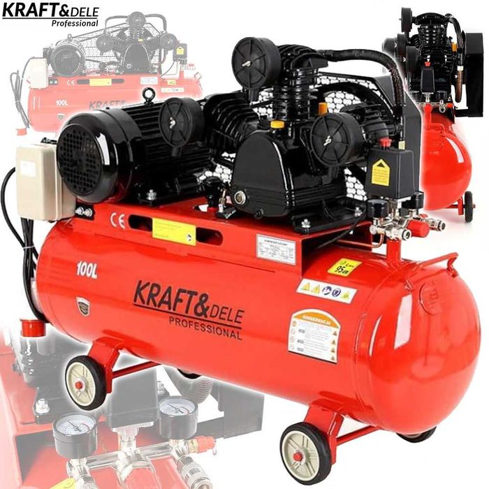KRAFT&DELE Sprężarka Kompresor 100l 5,6KM 400V 3 Tłoki KD1477