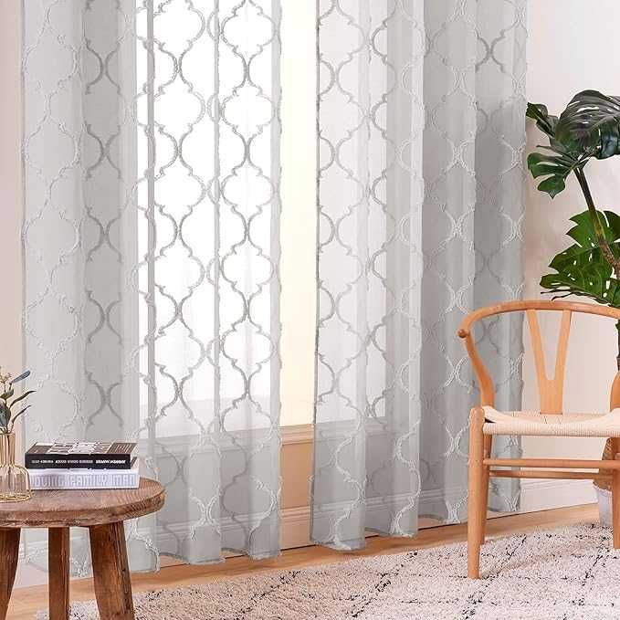 Zestaw 2 Przezroczystych Firanek Miulee, Maroko, 140x260 cm