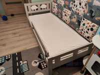 Łóżko dziecięce ikea kritter szare 70x160 + materac + dno + barierka