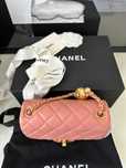 Chanel Mini lambskin łososiowy róż komplet z butiku NOWA