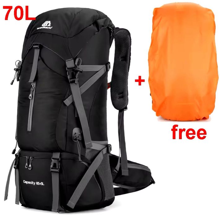 Туристичний трекінговий похідний рюкзак Waikani 65+5L чорний + чехол