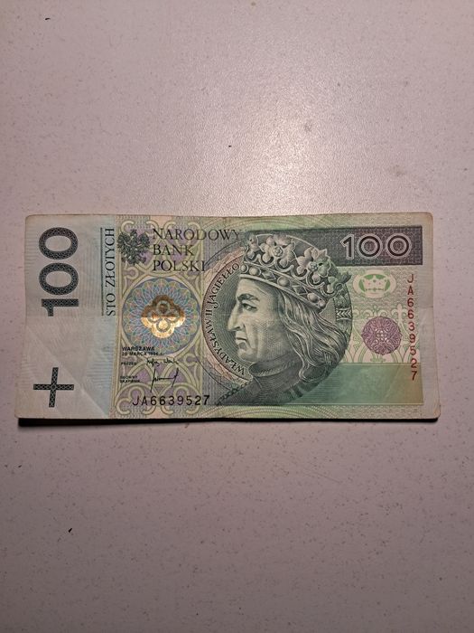 Banknoty seria AA, grubsze czcionki numerow