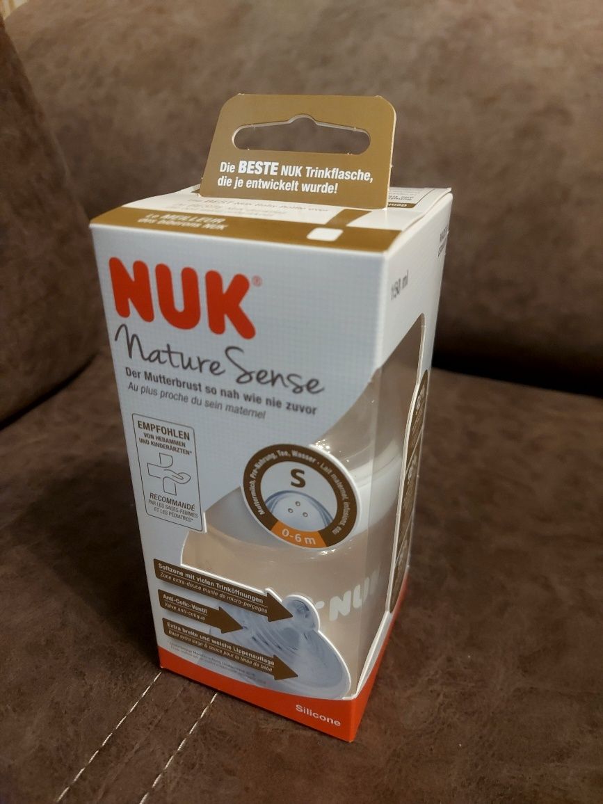 Пляшка NUK Nature Sense 150 мл соска + подарунок ще одна пляшечка силі