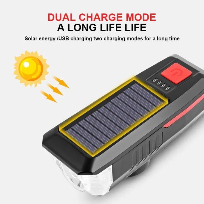 Oświetlenie rowerowe Gotel Lampka rowerowa solarna 350 lm akumulator