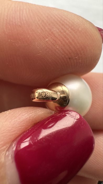 Набор золотой с жемчугом 585, вес 5,78 грамм сережки підвіска