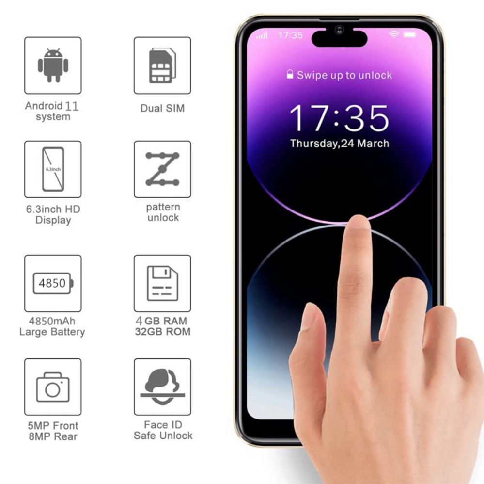 Мобільний телефон AODOEU 4G в наявності фіолетові та золоті