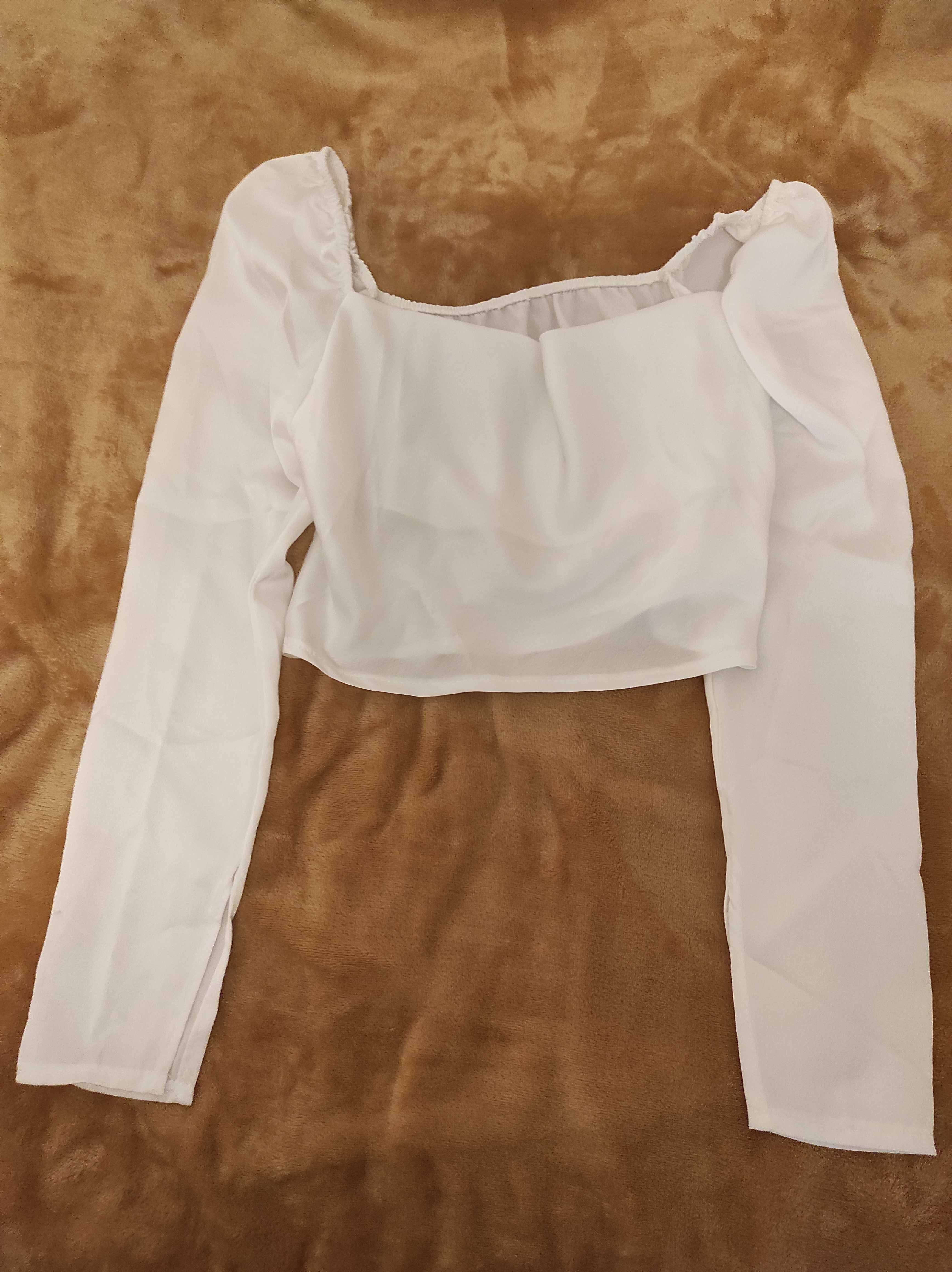 Camisola crop acetinada